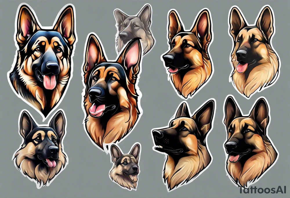 German shepherd portrait tattoo idea