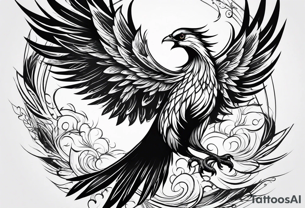 Phoenix bird flying and fading
, tattoo idea