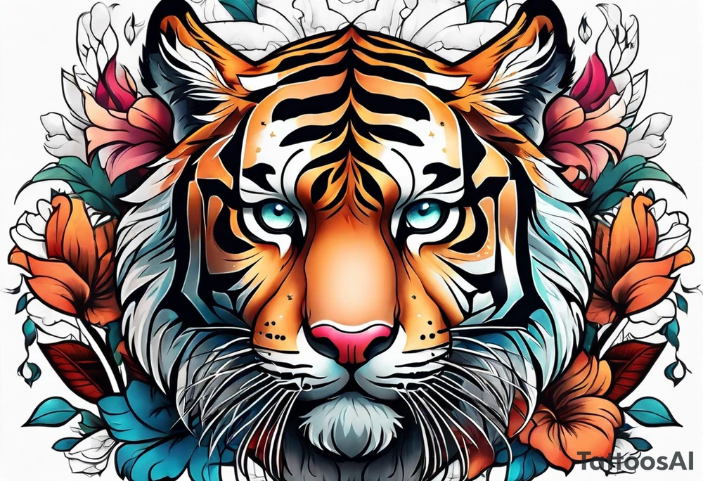 Tiger with aesthetic background tattoo idea