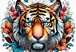Tiger with aesthetic background tattoo idea
