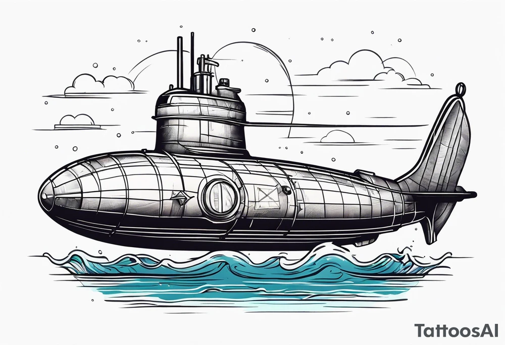 submarine on surface of water tattoo idea