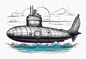submarine on surface of water tattoo idea