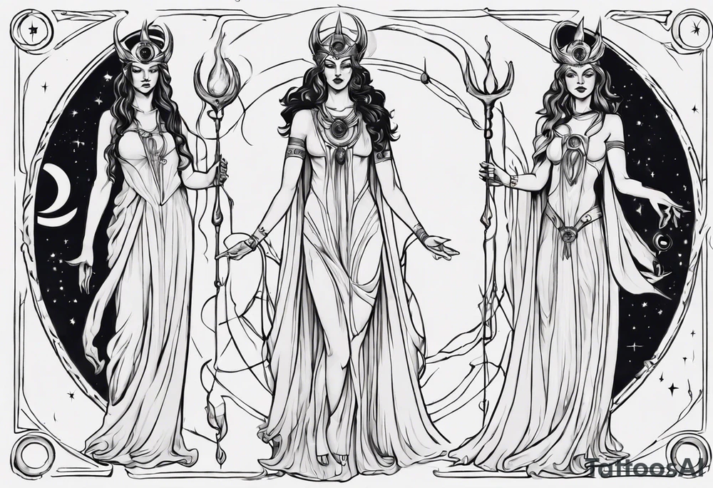 The High Priestesses. Hecate, Artemis and Selene as one. Representing Magic, Intuition and The Moon. tattoo idea