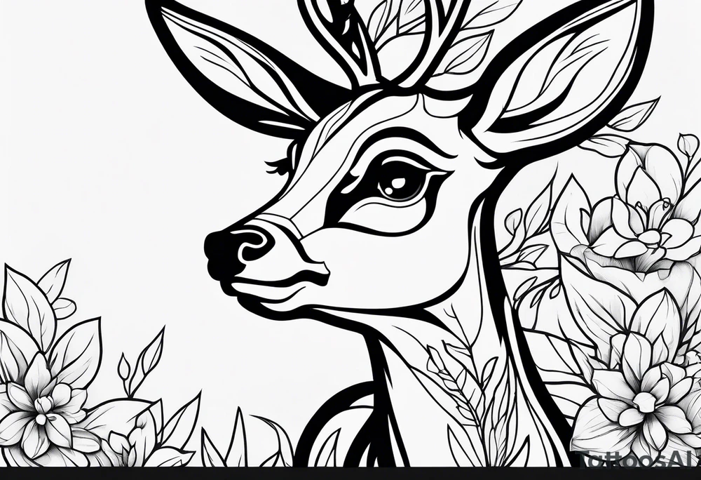 dark themed crying bambi fawn tattoo idea
