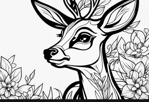 dark themed crying bambi fawn tattoo idea