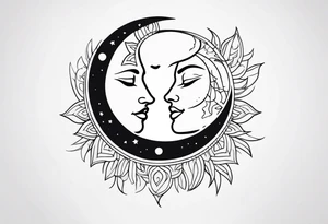 sun and moon in love tattoo idea