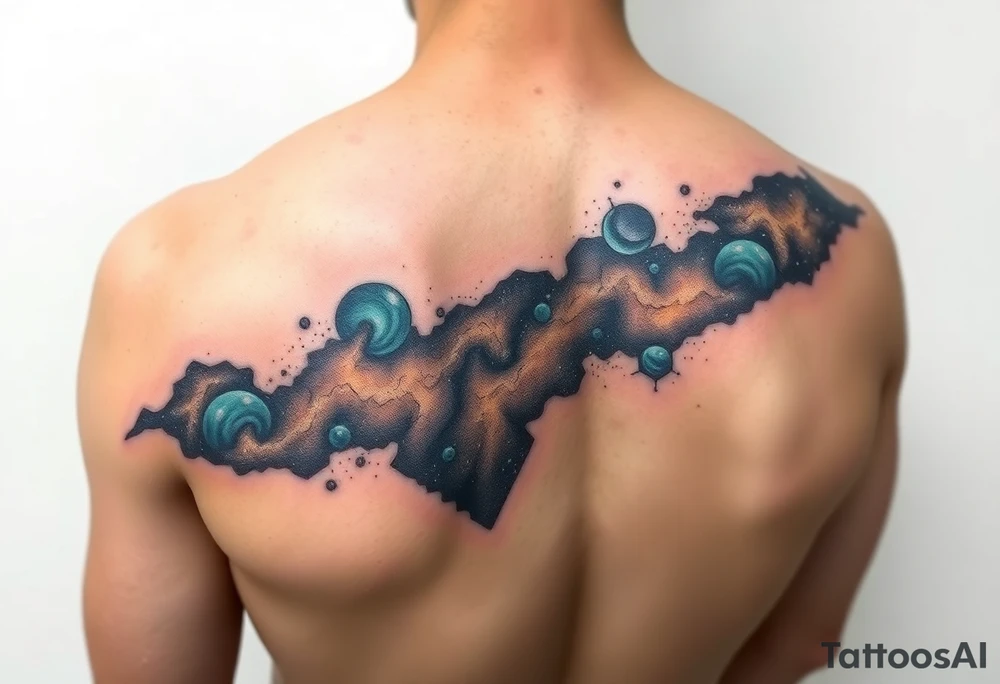 Beautiful and epic 3d milky way that appears to be what is beneath the skin. Make it drape over the shoulder and move to the middle back tattoo idea