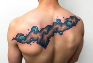 Beautiful and epic 3d milky way that appears to be what is beneath the skin. Make it drape over the shoulder and move to the middle back tattoo idea