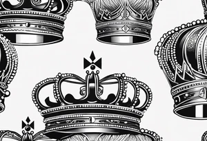 King & Queen Crown. Simplistic and detailed. fine lines Geometric design. no shading. Letters J & J included. tattoo idea