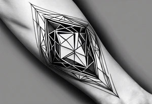Forearm sleeve with empty diamond in the middle for men. tattoo idea