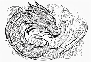 Dragon polynesian, water, koi, half sleeve tattoo idea