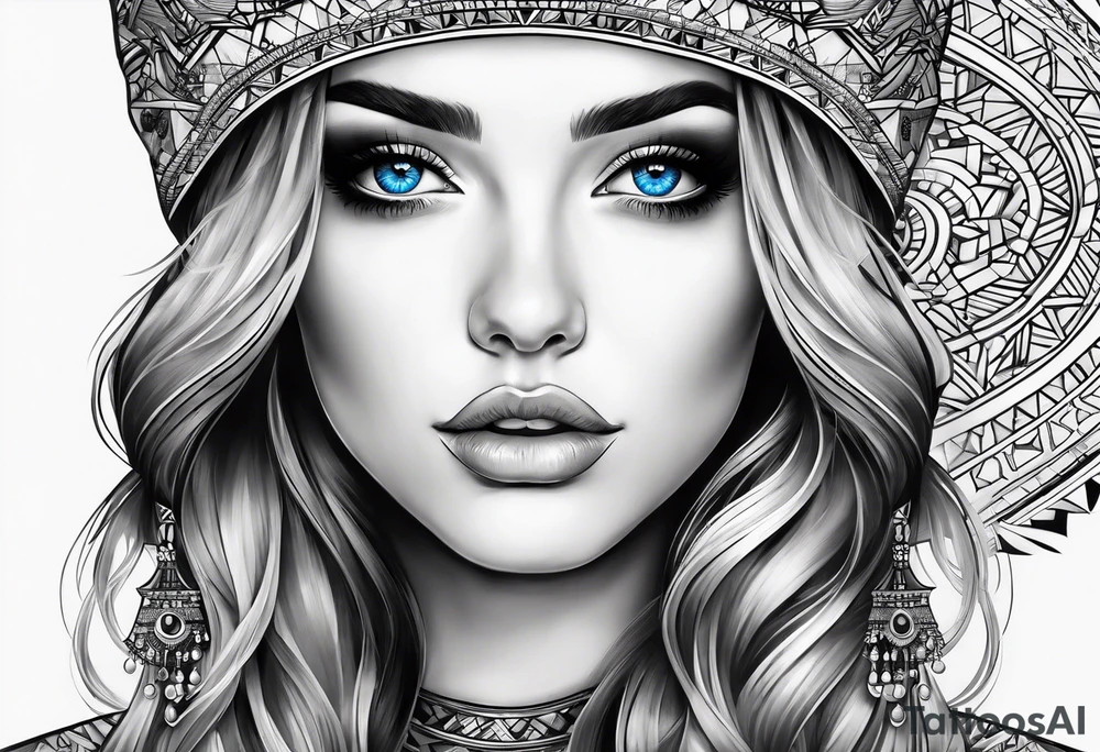 A girl with blue eyes tattoo idea