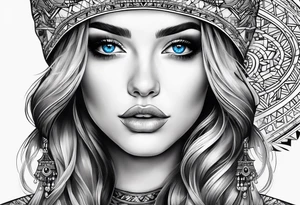 A girl with blue eyes tattoo idea