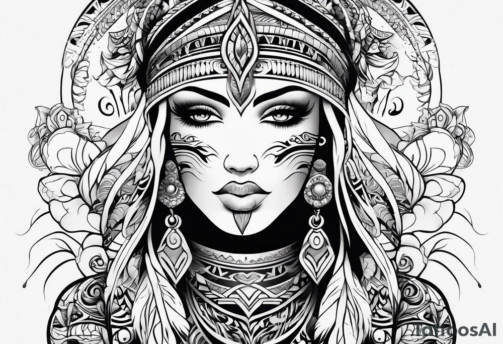 Water flowing tribal designed tattoo tattoo idea