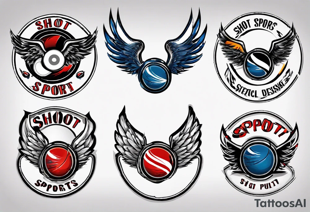 hockey puck with wings that says "SHOT SPORTS" tattoo idea