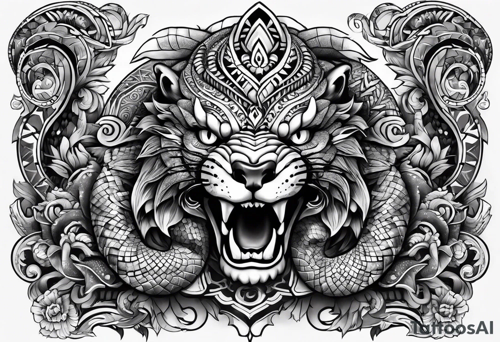 aztec snake sleeve tattoo idea