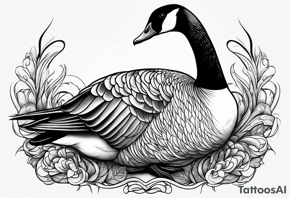 canadian goose stretching tattoo idea