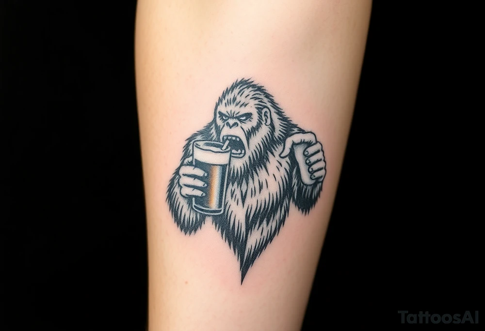 Bigfoot drinking a beer tattoo idea