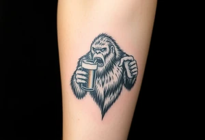 Bigfoot drinking a beer tattoo idea