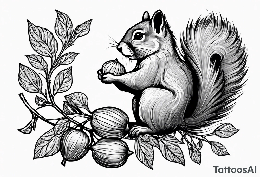 Angel squirrel acorn tattoo idea