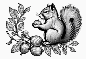 Angel squirrel acorn tattoo idea