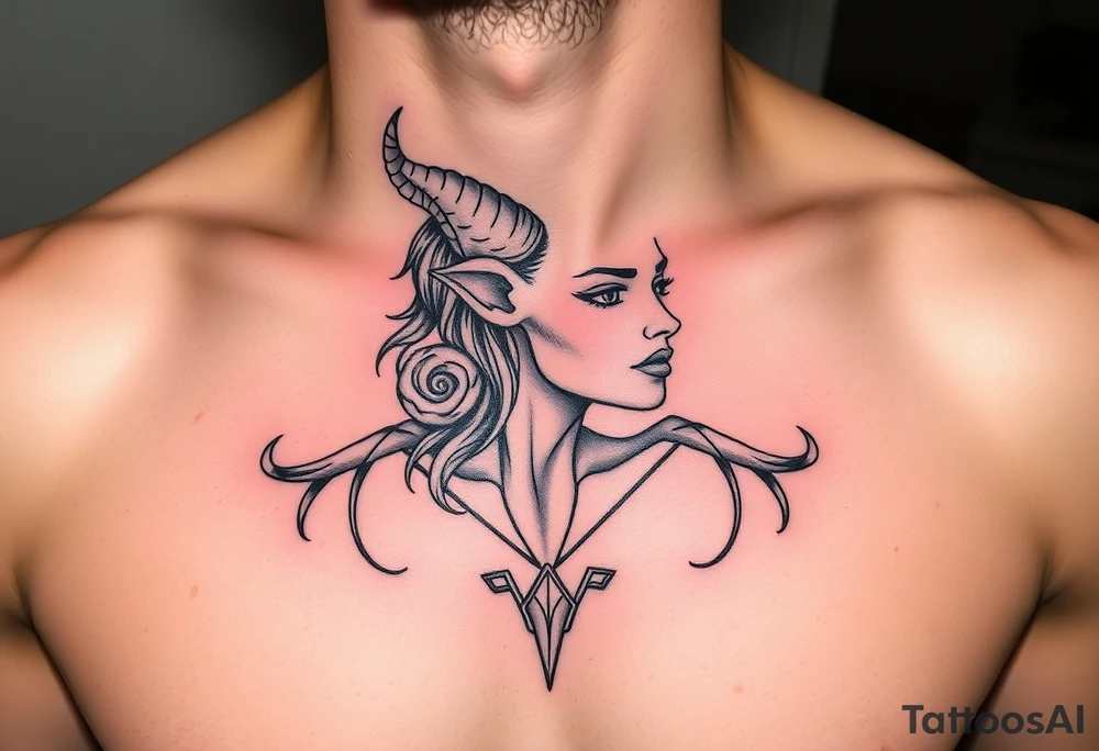 Feminine Tattoo with horns just barley touching collarbone tattoo idea Feminine Tattoo with horns just barley touching collarbone tattoo idea