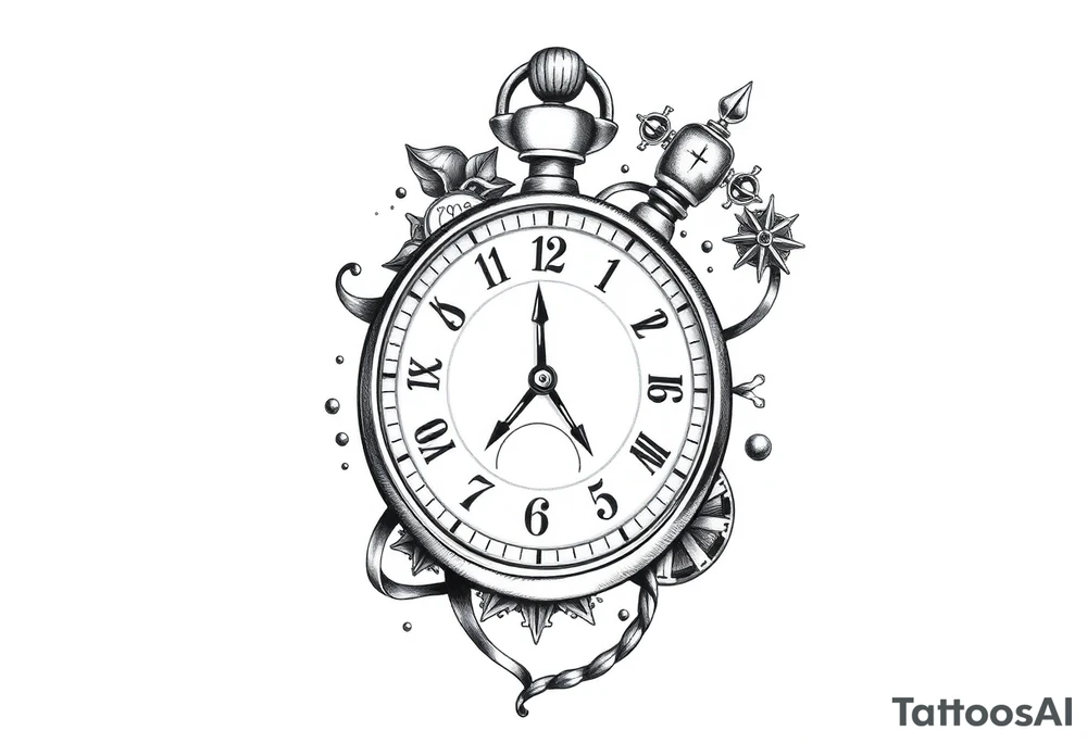 Here’s a refined tattoo design prompt tailored for a 55-year-old male:

---

**Tattoo Concept Prompt:**

A meaningful tattoo for a 55-year-old man that embodies the themes of fatherhood, time, and integrity. Central to the design is a timepiece (such as a classic pocket watch, sundial, or hourglass) symbolizing his commitment to valuing and managing time despite challenges with focus due to ADD. The design incorporates subtle elements that celebrate his role as a father—perhaps small, meaningful symbols like initials, a family tree, or a compass pointing towards "home" to represent his children. Integrate dynamic elements like flowing sand, gears, or a ribbon of time to capture the feeling of focus and perseverance. The overall style can range from intricate realism to a more abstract or geometric design, depending on his preference. tattoo idea
