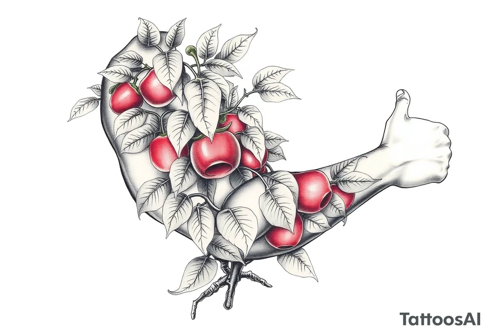 Pepper plant, peach tree tattoo idea