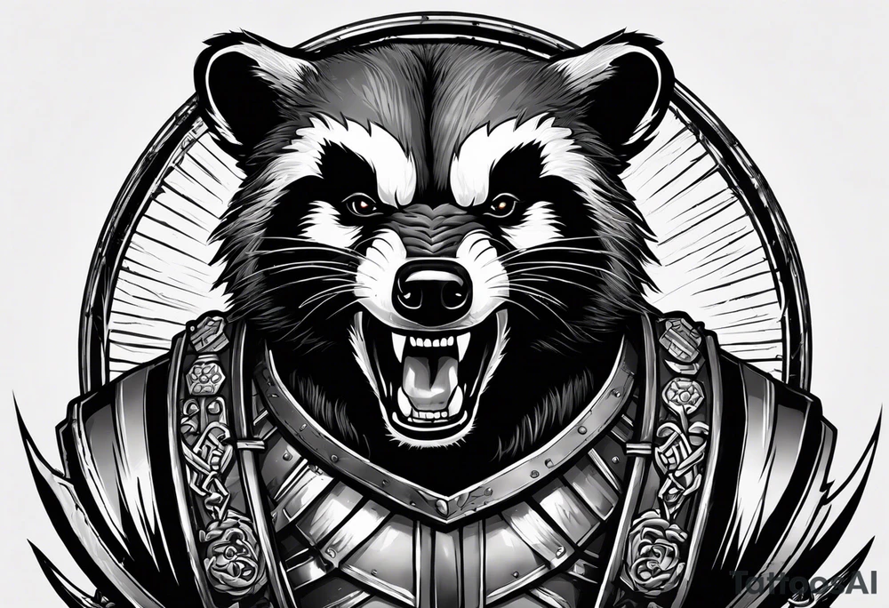 Draw me psychopath Badger/Wolverine with aggressive full body, killer face with a scary smile, very long nails and he attacks like a Bloody Assassin/Warrior/Gladiator to us and also, he has very deadly looking. He fights with his nails. Everybody scares after their first sight. Give me horror type Badger Tattoo. I want to see his Realistic full body. tattoo idea