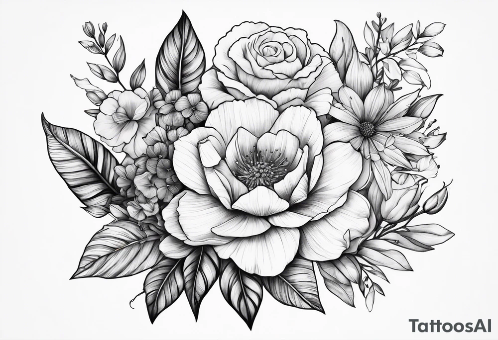 Floral Bouquet with Asher & Emmersyn tattoo idea