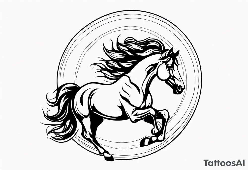 mustang reering in circle tattoo idea