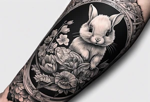 full arm sleeve very dark Beatrix potter tattoo idea