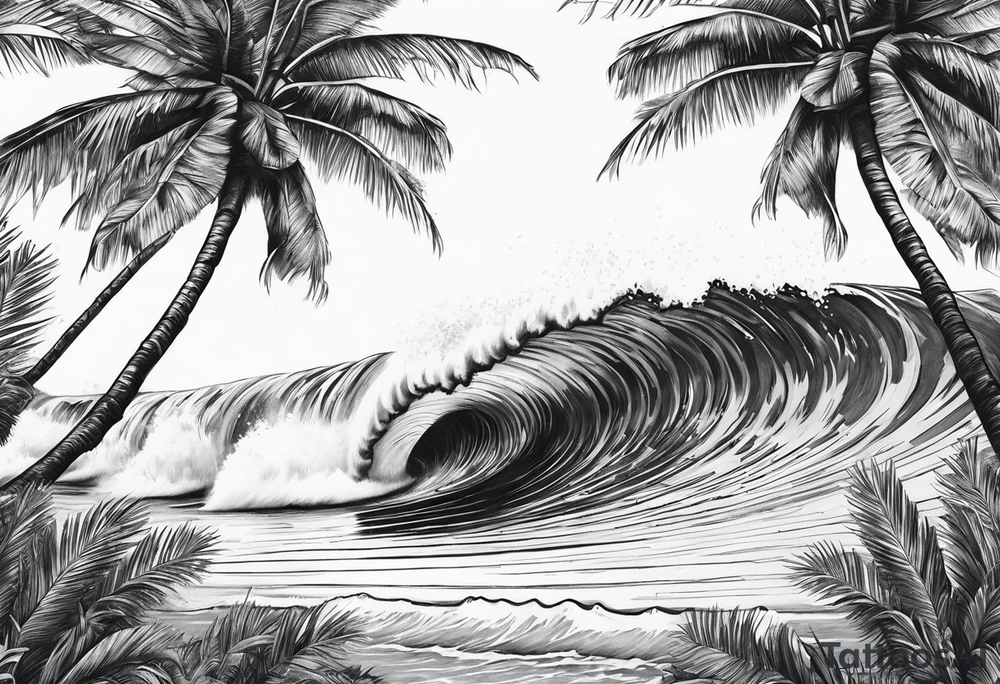 Palm tree, surfing tattoo idea