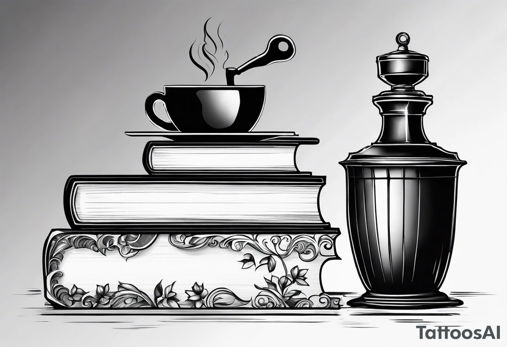 books and coffee tattoo idea