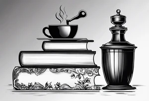 books and coffee tattoo idea