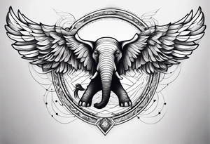 Create a left Chest Piece Tattoo  which includes a combination of an eagle and an elephant tattoo idea