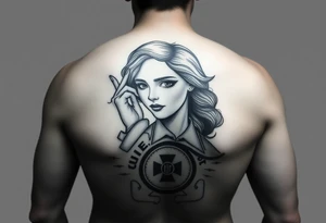 Female us coast guard officer  protection hero daughter tattoo idea