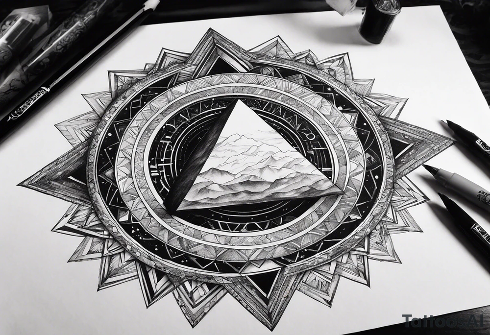 I want a sleeve having to do with being open minded, questioning everything, and challenging beliefs. I am into black holes and the Big Bang along with mathematics and the pyramids. tattoo idea