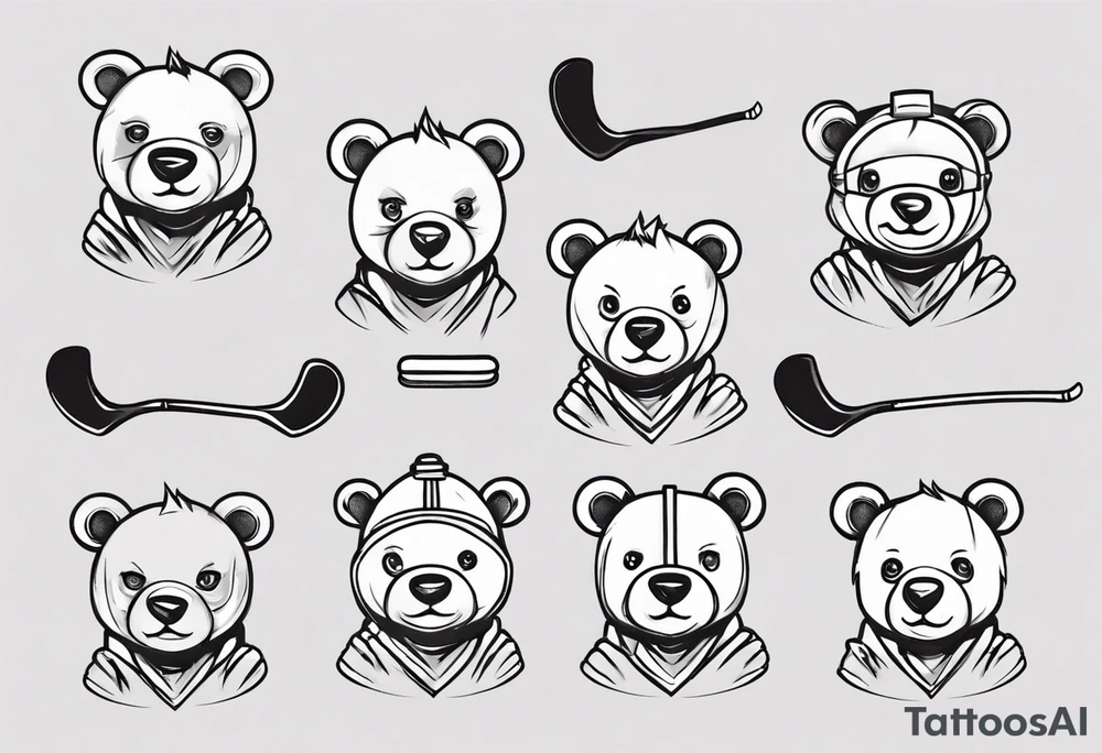 baby bear, minimalist, hockey tattoo idea