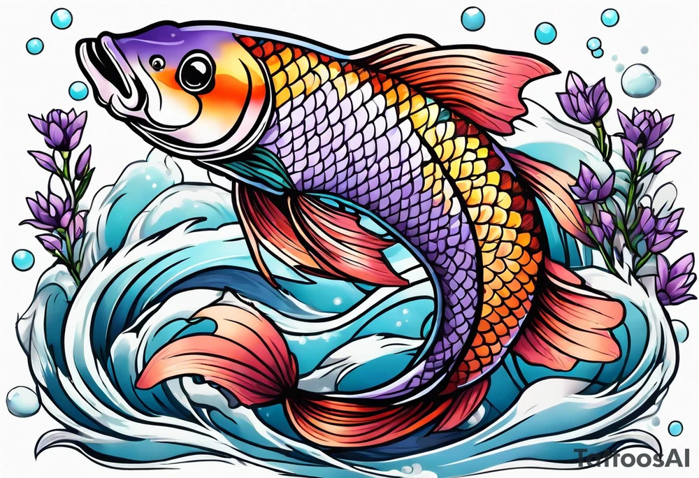 Lavender koi tattoo idea