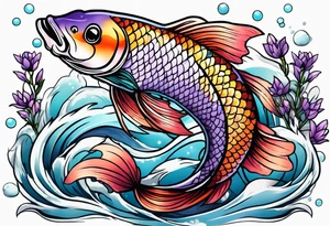 Lavender koi tattoo idea