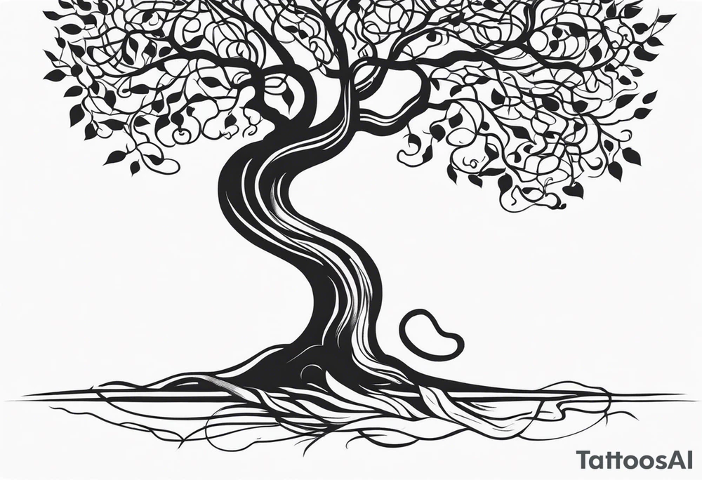 A tree reaching the sky with the roots reaching hell, having a snake around it. All based on Carl Jung ideas. tattoo idea