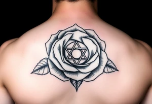 Rose tattoo with illuminati symbol inside of it tattoo idea