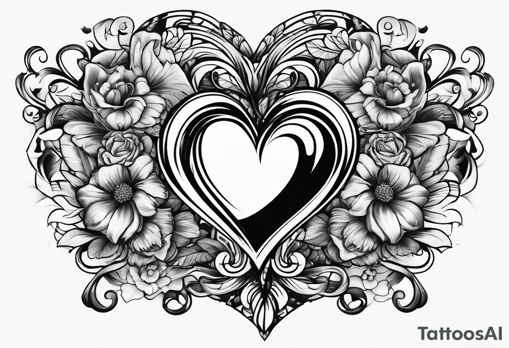heart with four kids tattoo idea