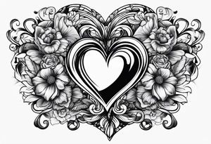 heart with four kids tattoo idea