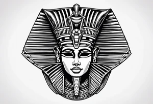 I want a Egyptian pharaoh skeleton in a headress facing the side tattoo idea