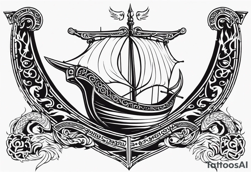 Valhalla sword shield viking ship dragon head tattoo idea Valhalla sword shield viking ship dragon head tattoo idea