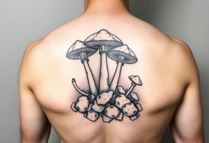 Magic mushrooms growing from earth tattoo idea
