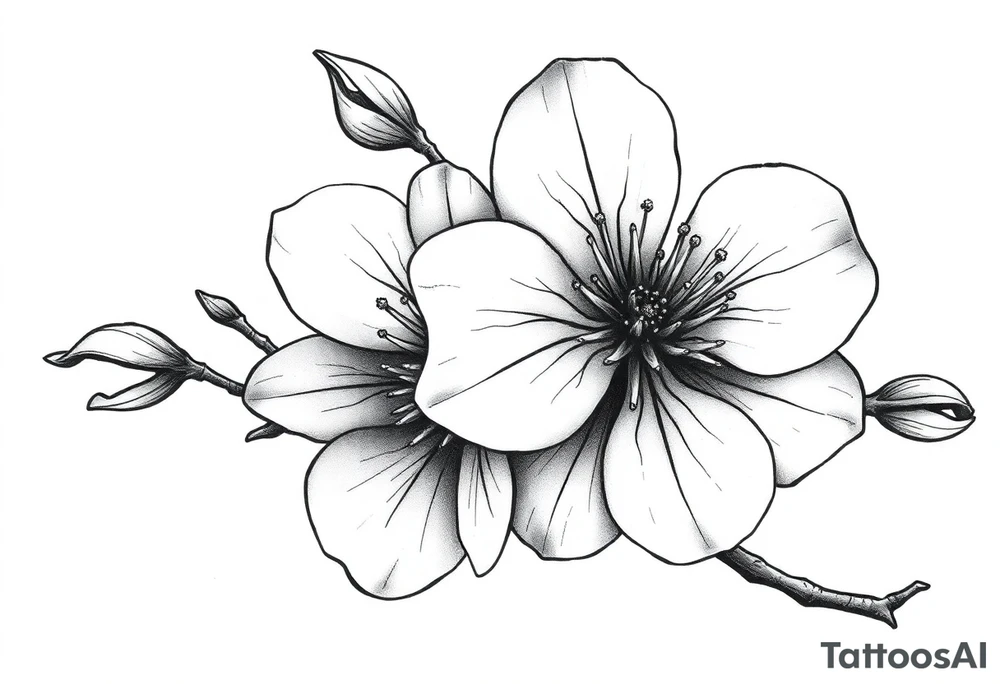 Cherry blossom with round petals tattoo idea