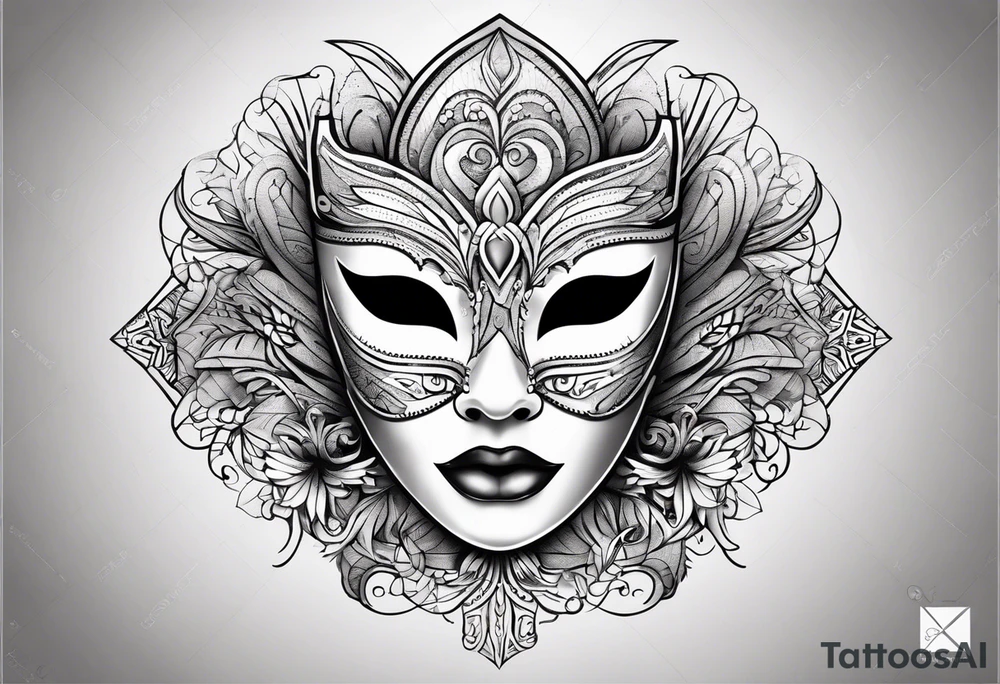 Carnival mask with text”2sides” tattoo idea